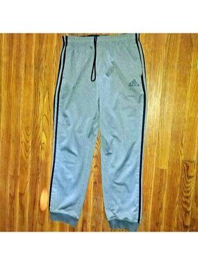 Adidas Women's Joggers Size Large Striped Cuffed Pants Elastic Drawstring Waist